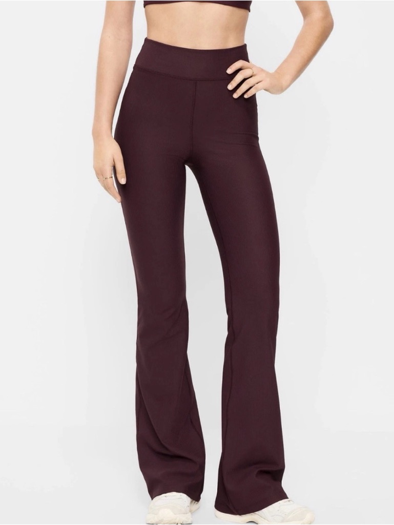 Old Navy High-Waist Flared Porwersoft Rib Leg Pants Leggings Brown Xl (14-16)